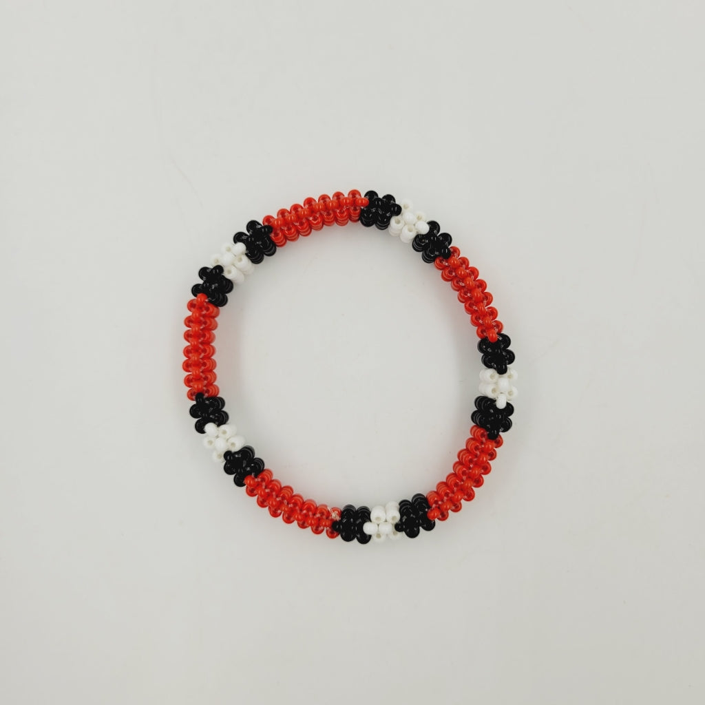 Pulseira Branca Preta e Vermelha Cobra Coral Povo Waura